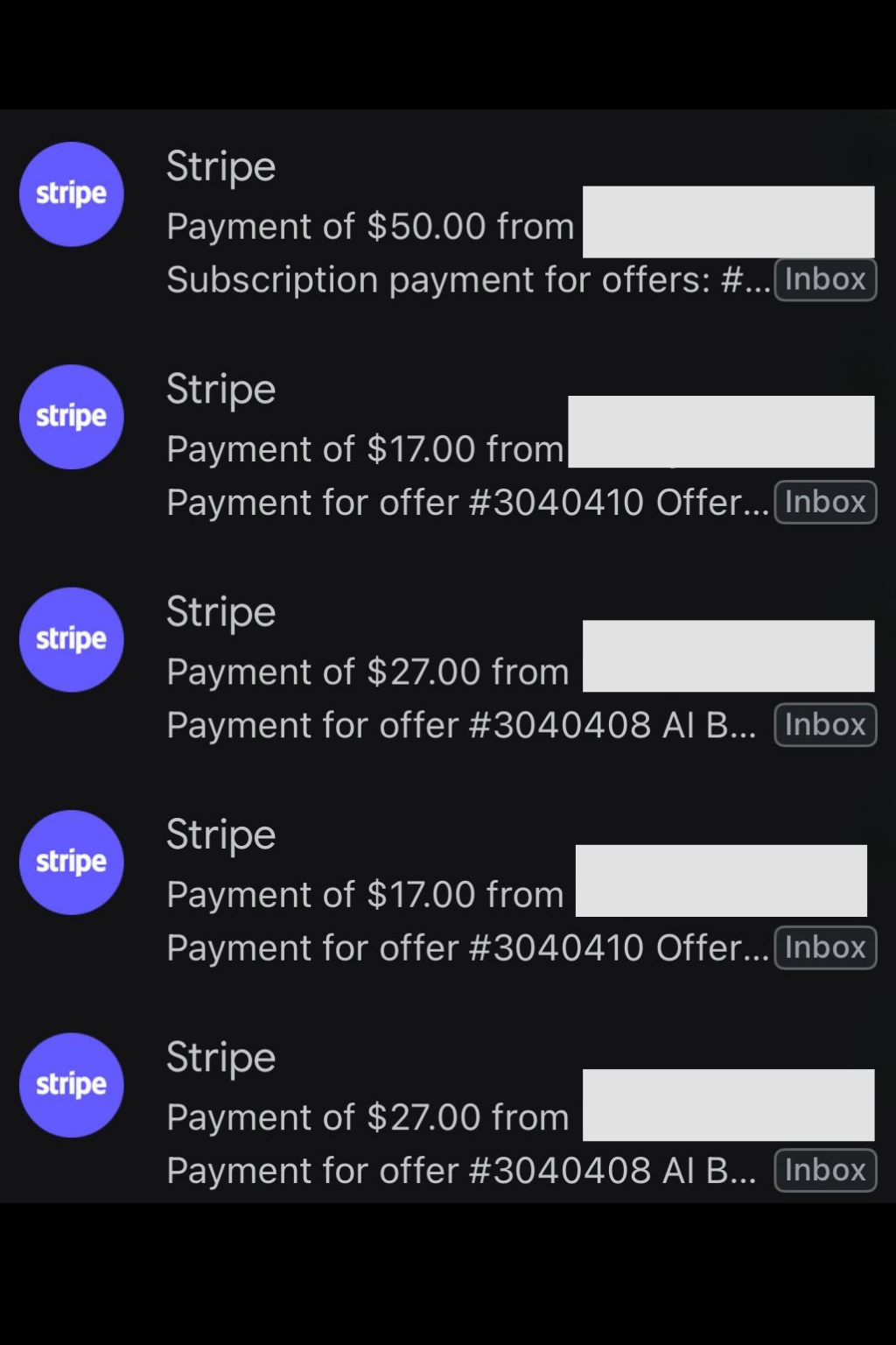 Stripe payment notification emails